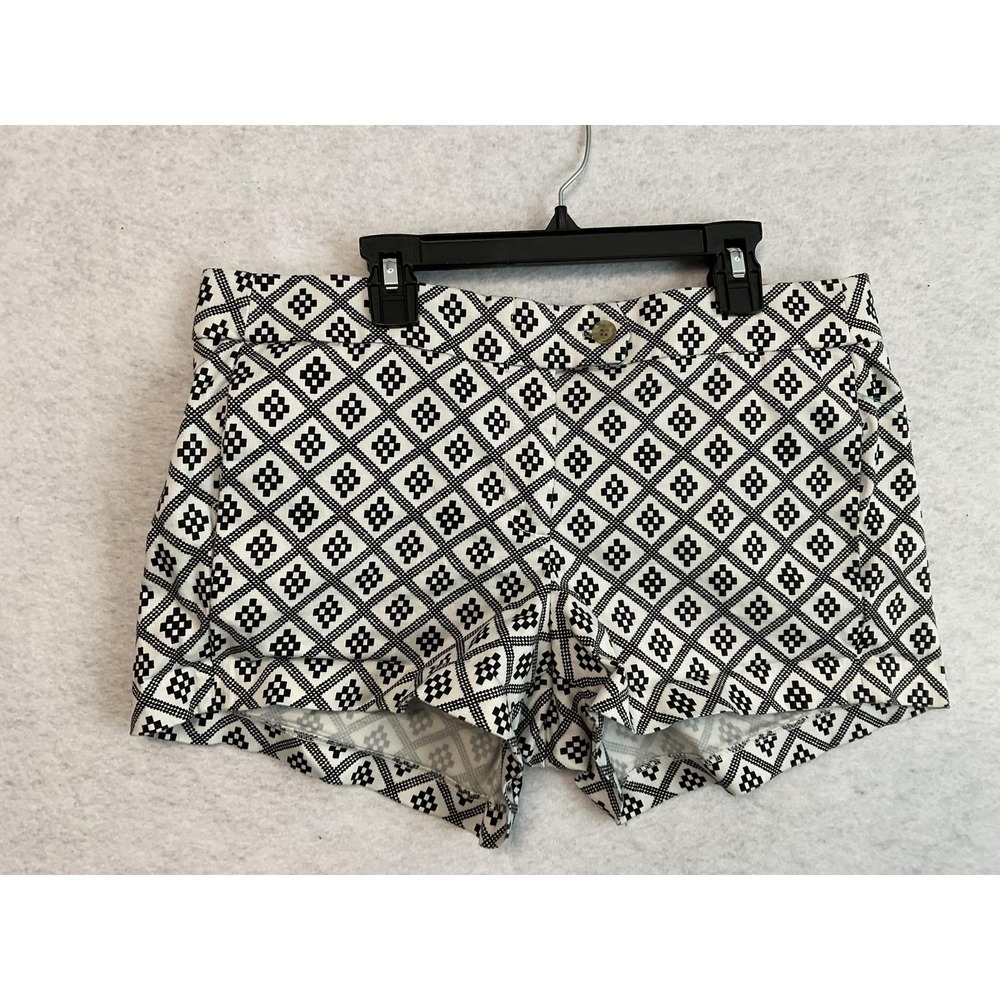 J.Crew Chino Shorts Womens 8 White Black Geometric Stretch Twill 4in Summer